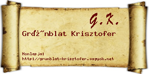 Grünblat Krisztofer névjegykártya